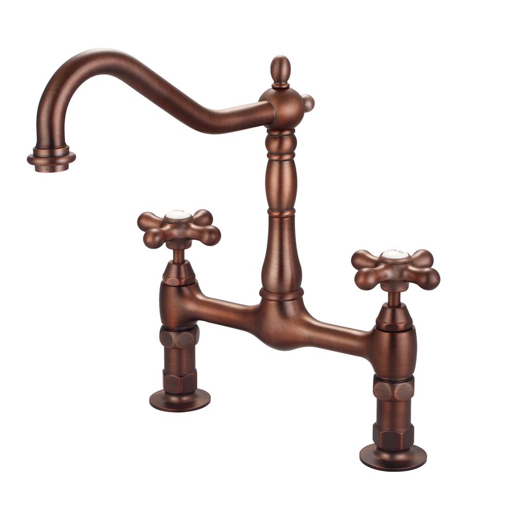 Barclay - Guthrie Kitchen Bridge Faucet Metal Cross Handles, ORB - Oil Rubbed Bronze