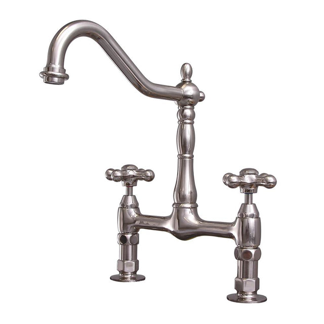 Barclay - Guthrie Kitchen Bridge Faucet Metal Cross Handles, BN - Brushed Nickel