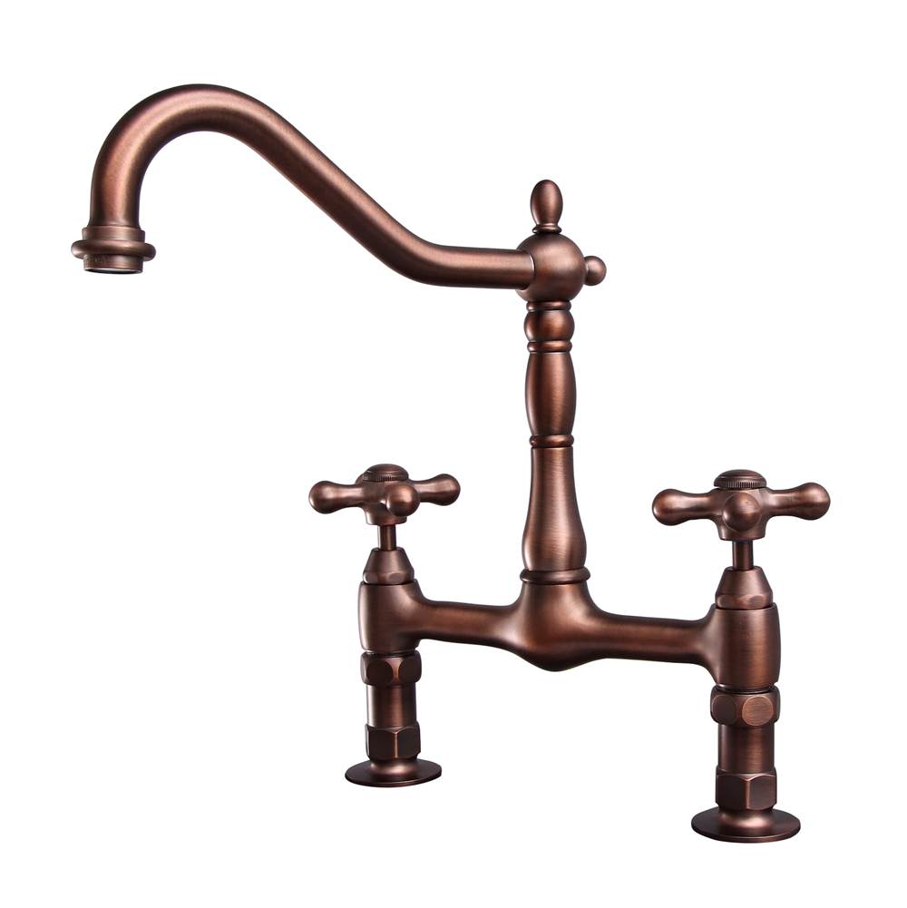 Barclay - Guthrie Kitchen Bridge Faucet Metal Cross Handles, ORB - Oil Rubbed Bronze