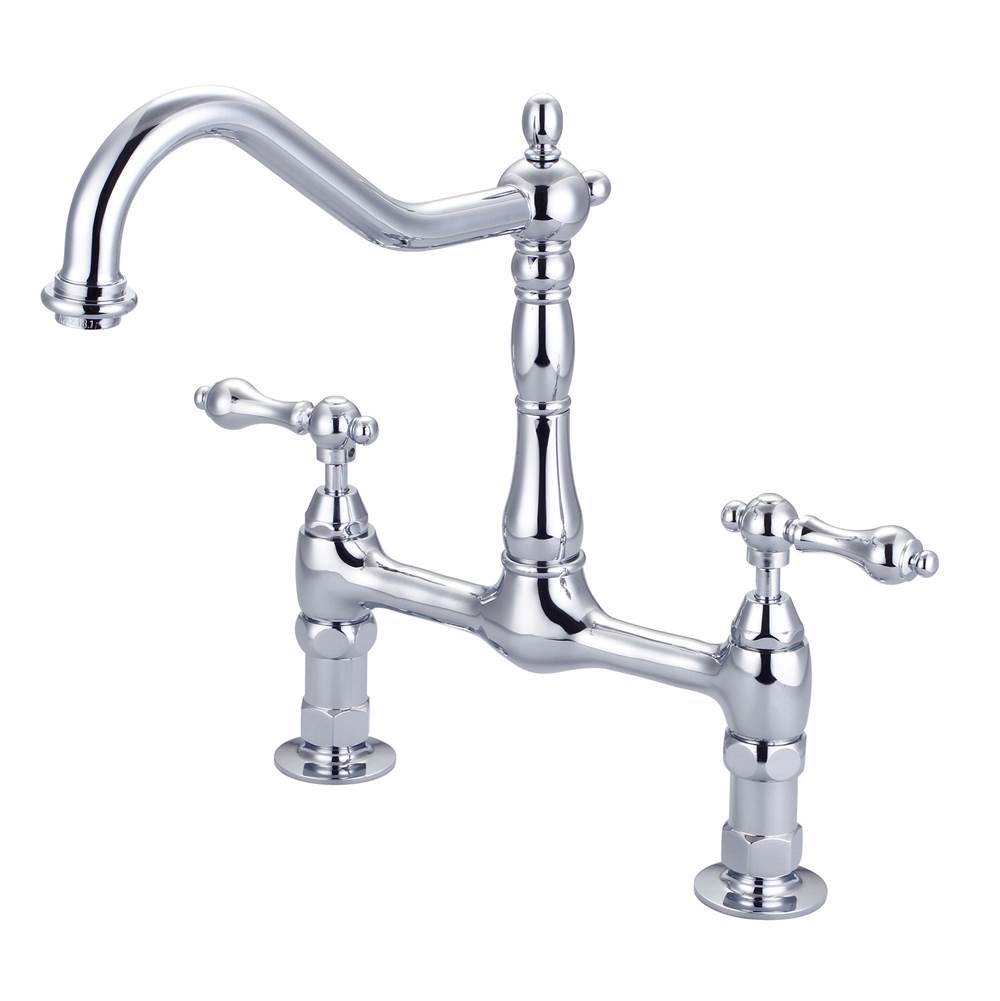 Barclay - Guthrie Kitchen Bridge Faucet Metal Lever Handles, CP - Polished Chrome