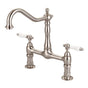 Barclay - Guthrie Kitchen Bridge Faucet Porcelain Lever Handle,BN - Brushed Nickel