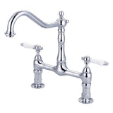 Barclay - Guthrie Kitchen Bridge Faucet Porcelain Lever Handles, CP - Polished Chrome