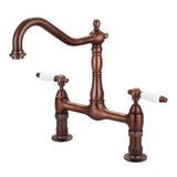Barclay - Guthrie Kitchen Bridge Faucet Porcelain Lever Handles, ORB - Oil Rubbed Bronze