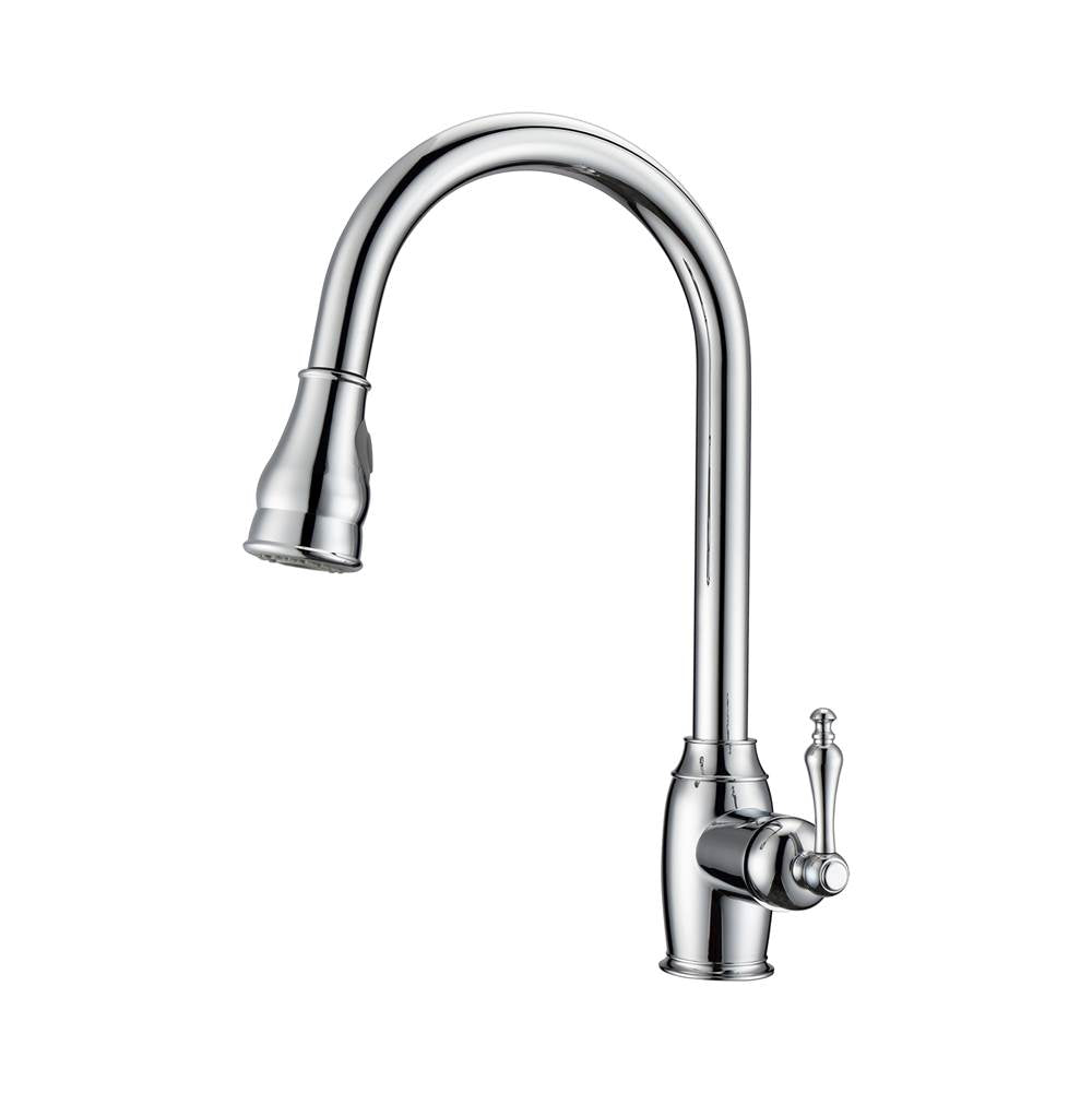 Barclay - Bay Kitchen Faucet,Pull-Out Spray, Metal Lever Handles, CP - Polished Chrome