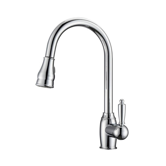 Barclay - Bay Kitchen Faucet,Pull-Out Spray, Metal Lever Handles, CP - Polished Chrome