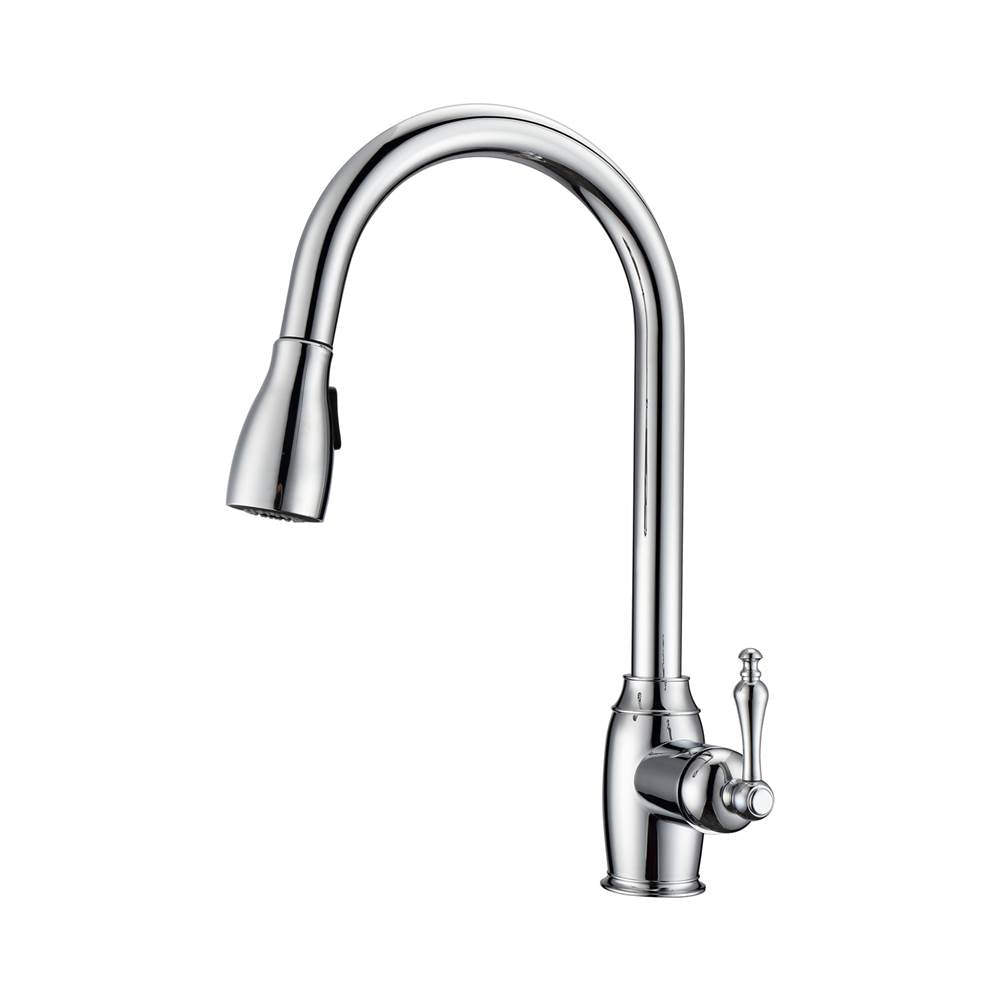 Barclay - Kitchen Faucet,Pull-Out Spray, Metal Lever Handles, CP - Polished Chrome