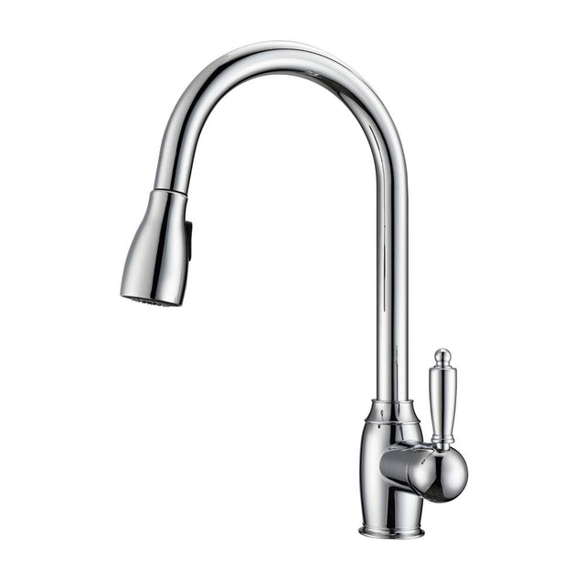 Barclay - Bistro Kitchen Faucet,Pull-Out Spray, Metal Lever Handles, CP - Polished Chrome