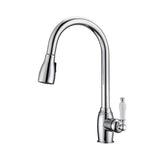 Barclay - Bistro Kitchen Faucet,Pull-Out Spray, Porcelain Handles, CP - Polished Chrome