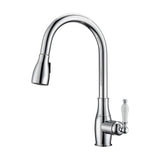 Barclay - Cullen Kitchen Faucet,Pull-Out Spray, Porcelain Handles, CP - Polished Chrome