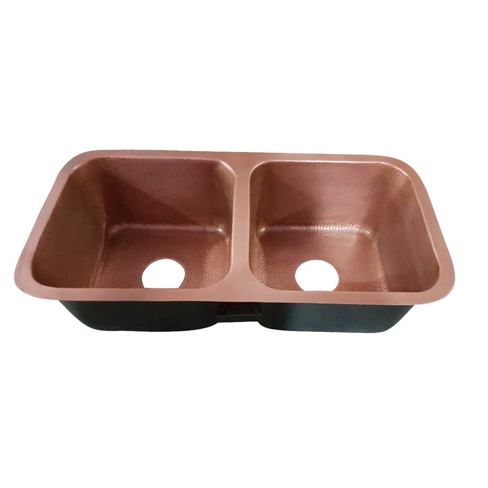Barclay - Severn 35'' Copper Dbl Bowl Undermount Kitchen Sink, AC - Antique Copper