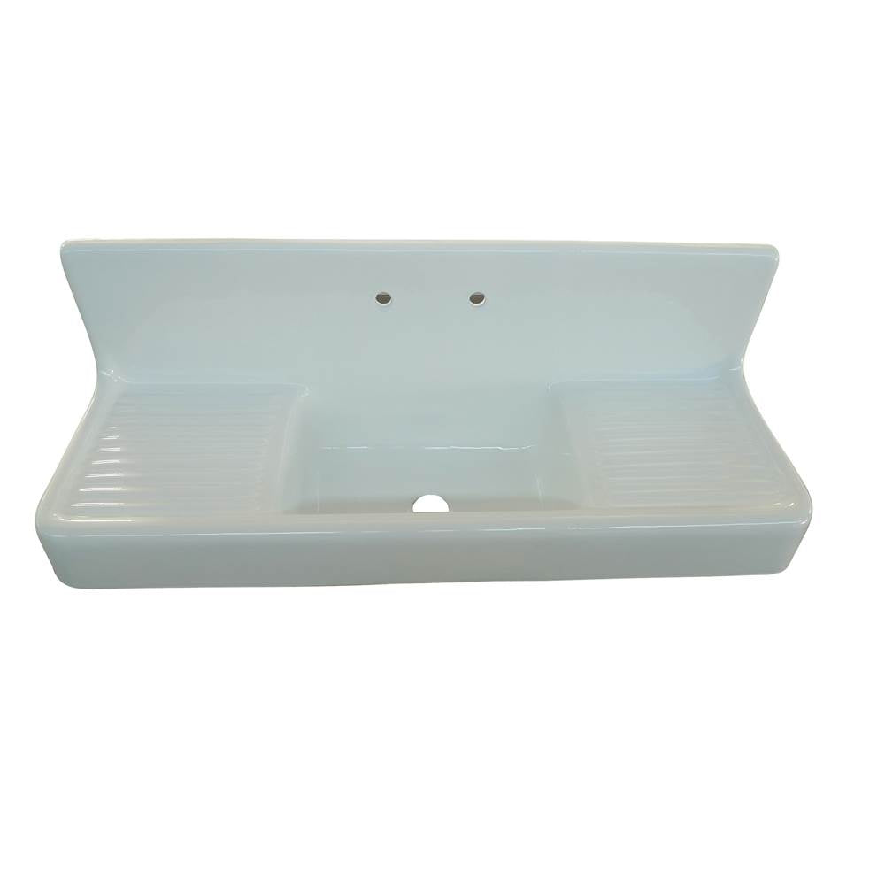 Barclay - Alma 60'' Cast Iron Kitchen Sink, 8'' Widespread,White - White
