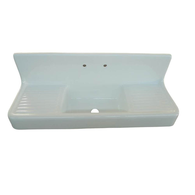 Barclay - Alma 60'' Cast Iron Kitchen Sink, 8'' Widespread,White - White