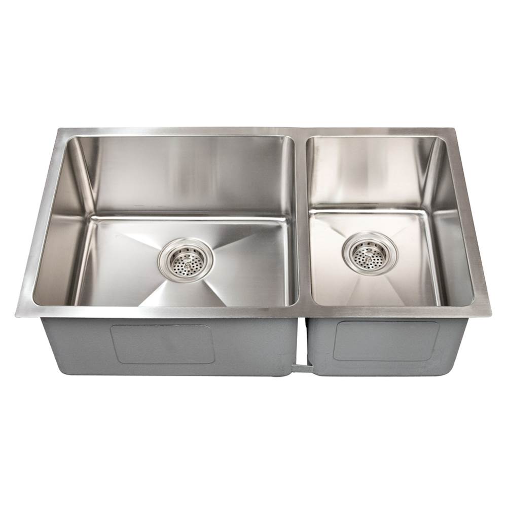 Barclay - Guilio 33'' SS 60/40 Offset Dbl Bowl Undermount Sink - Stainless Steel