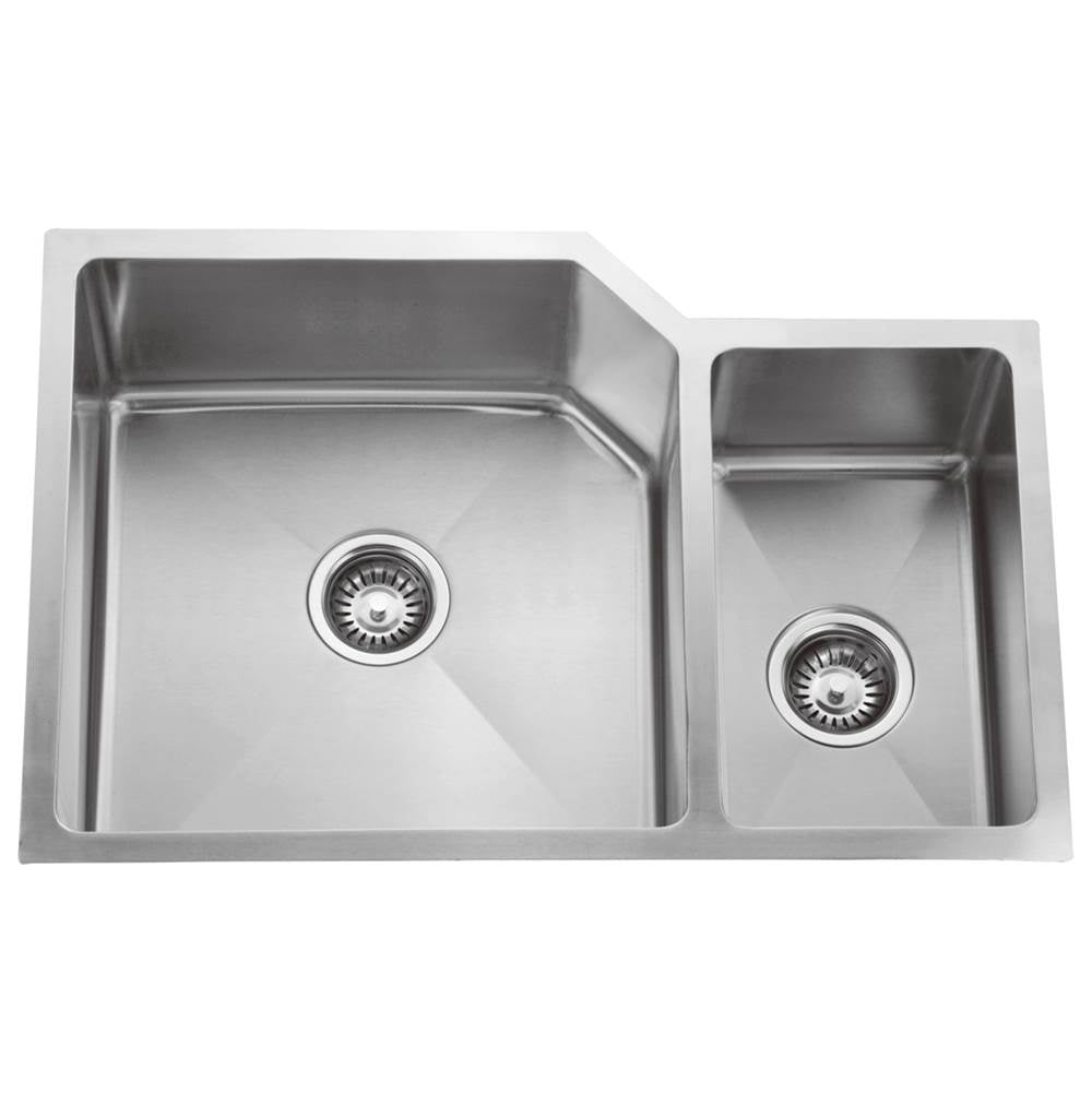 Barclay - Laguna 33' SS 70/30 Double Bowl Offset Undermount Sink - Stainless Steel