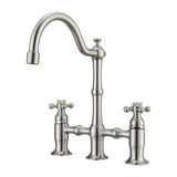 Barclay - Dorsett Bridge Bathroom Faucet no hoses,Cross Handles, BN - Brushed Nickel