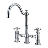 Barclay - Dorsett Bridge Bathroom Faucet no hoses,Cross Handles, CP - Polished Chrome