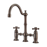 Barclay - Dorsett Bridge Bathroom Fauct no hoses,Cross Handles, ORB - Oil Rubbed Bronze