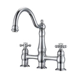 Barclay - Cobar Bridge Bathroom Faucet no hoses,Cross Handles, CP - Polished Chrome