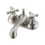 Barclay - Donata 4''cc Lav Faucet, No hoses,Button Cross Handles, BN - Brushed Nickel