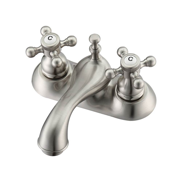 Barclay - Donata 4''cc Lav Faucet, No hoses,Button Cross Handles, BN - Brushed Nickel