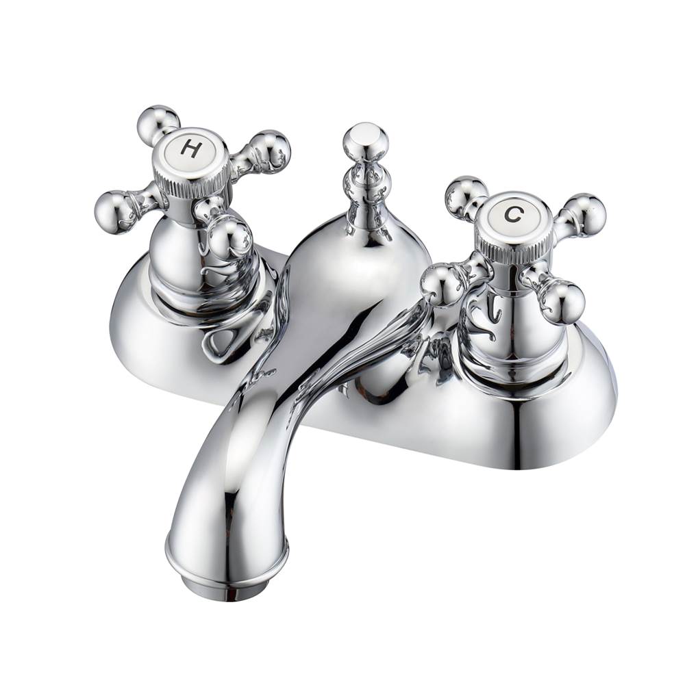 Barclay - Donata 4''cc Lav Faucet, No Hoses,Button Cross Handles, CP - Polished Chrome