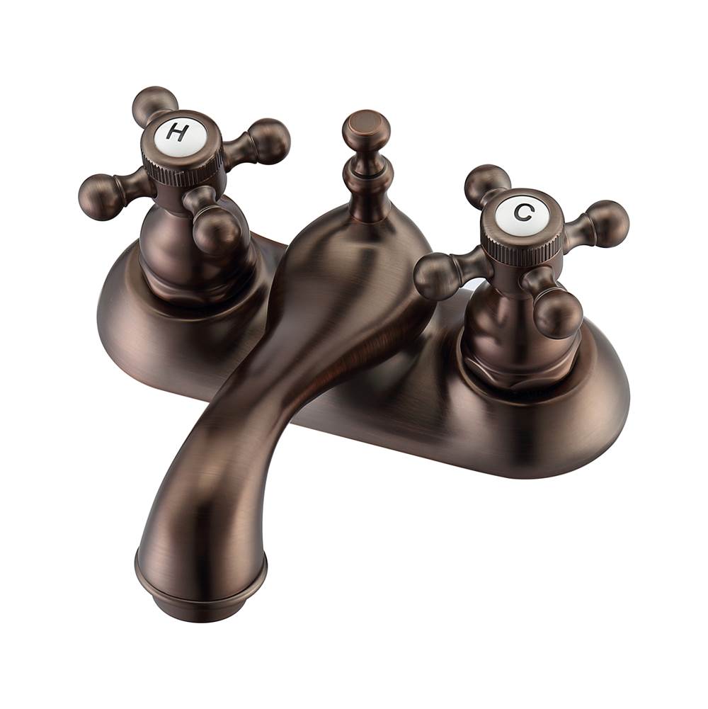 Barclay - Donata 4''cc Lav Faucet, No hoses,Button Cross Handles,ORB - Oil Rubbed Bronze