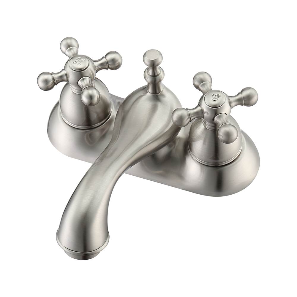 Barclay - Donata 4''cc Lav Faucet, No hoses, Metal Cross Handles, BN - Brushed Nickel