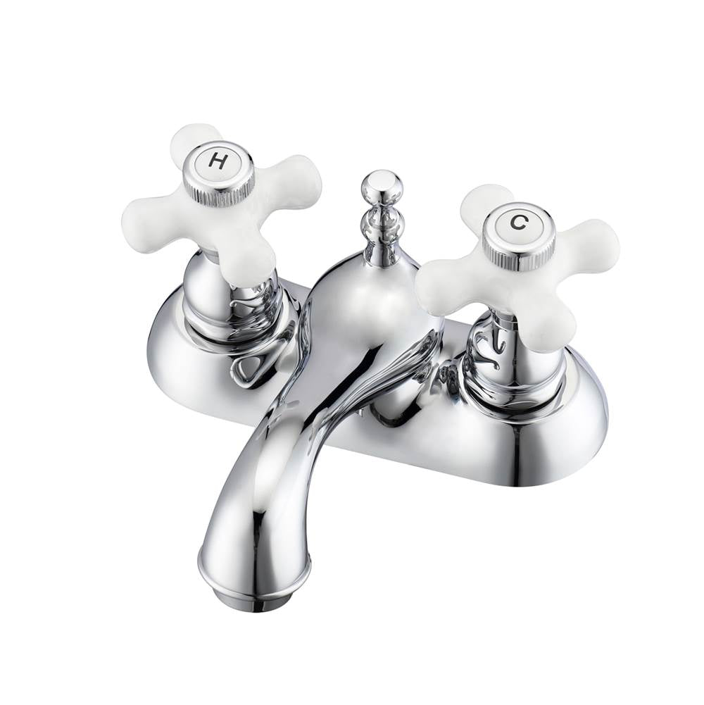Barclay - Donata 4''cc Lav Faucet, No hoses,Porc Cross Handles, CP - Polished Chrome
