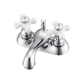 Barclay - Donata 4''cc Lav Faucet, No hoses,Porc Cross Handles, CP - Polished Chrome