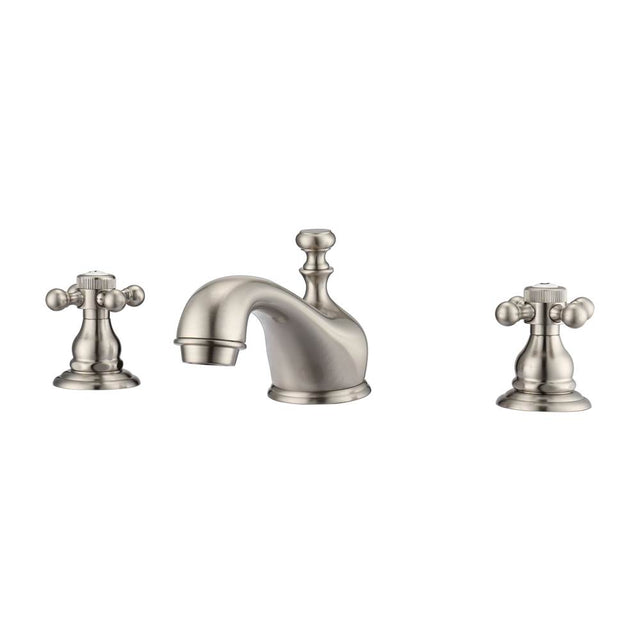 Barclay - Marsala 8''cc Lav Faucet, with Hoses,Button Cross Handles, BN - Brushed Nickel