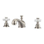 Barclay - Marsala 8''cc Lav Faucet, with Hoses,Porcelain Cross Hdls, BN - Brushed Nickel