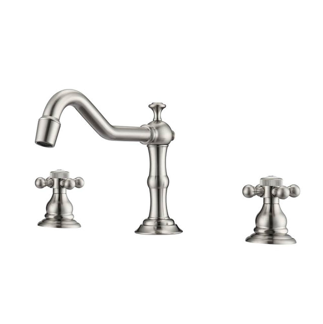 Barclay - Roma 8''cc Lav Faucet, with Hoses,Button Cross Handles, BN - Brushed Nickel