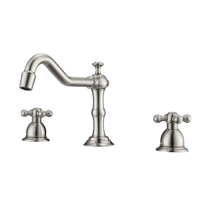 Barclay - Roma 8''cc Lav Faucet, with Hoses, Metal Cross Handles, BN - Brushed Nickel