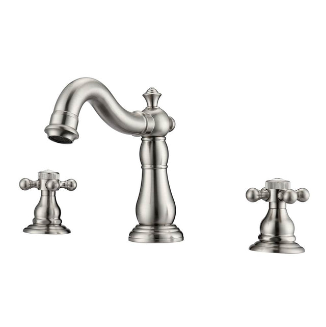 Barclay - Aldora 8''cc Lav Faucet, IncldsHoses,Button Cross Handles, BN - Brushed Nickel