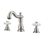 Barclay - Aldora 8''cc Lav Faucet, IncldsHoses,Porcelain Cross Hdls, BN - Brushed Nickel