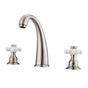 Barclay - Maddox 8''cc Lav Faucet, with hoses,Porcelain Cross Hdls, BN - Brushed Nickel