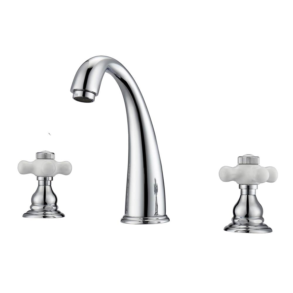 Barclay - Maddox 8''cc Lav Faucet, withhoses,Porcelain Cross Hdls, CP - Polished Chrome