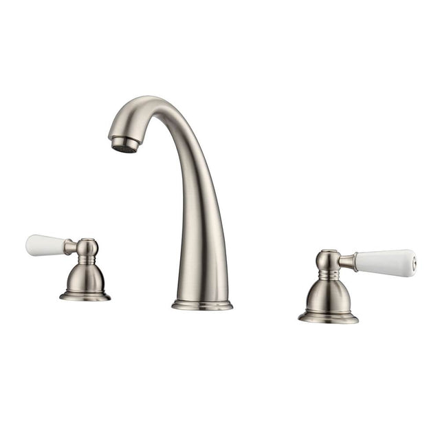 Barclay - Maddox 8''cc Lav Faucet, withHoses,Porcelain Lever Hdls, BN - Brushed Nickel