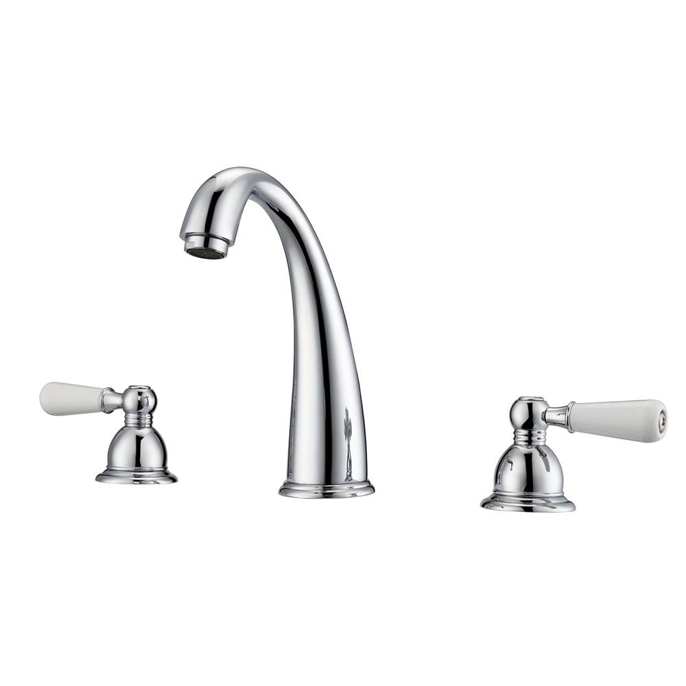 Barclay - Maddox 8''cc Lav Faucet, withHoses, Porcelain Lever Hdls,CP - Polished Chrome