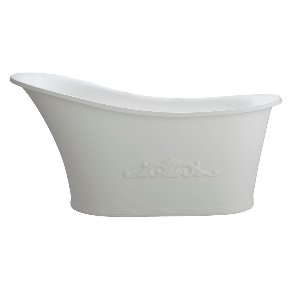 Barclay - Ayanna BARstone Slipper Tub 59'' No Faucet Holes, White Matte - White