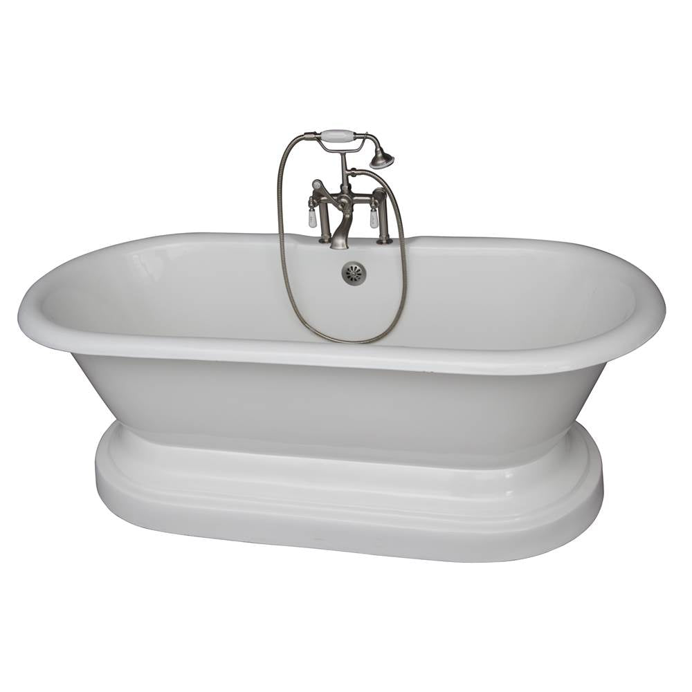 Barclay - Tub Kit 61''CI,Dbl Roll Top w/ Base,Filler,Supplies,Drain-SN - Satin Nickel