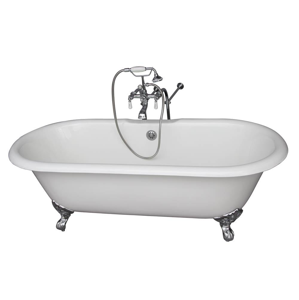 Barclay - Tub Kit 61'',CI Double Roll Top Filler,Supplies,Drain-Chrome - Polished Chrome