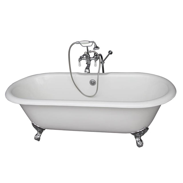 Barclay - Tub Kit 61'',CI Double Roll Top Filler,Supplies,Drain-Chrome - Polished Chrome