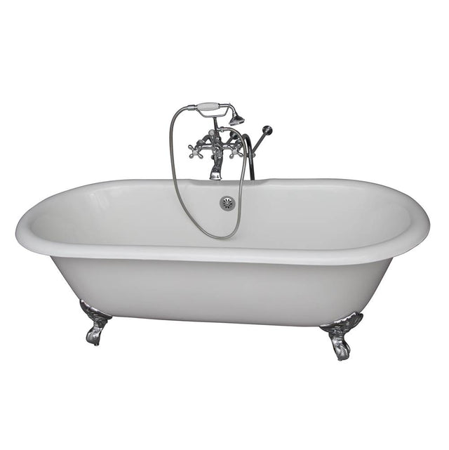 Barclay - Tub Kit 61'',CI Double Roll Top Filler,Supplies,Drain-Chrome - Polished Chrome