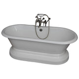 Barclay - Tub Kit 61''CI,Dbl Roll Top w/ Base,Filler,Supplies,Drain-SN - Satin Nickel