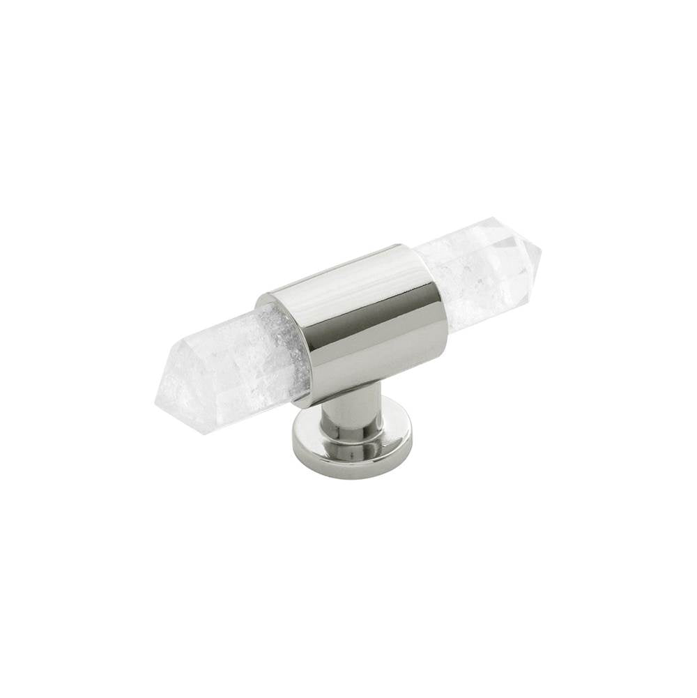 Belwith Keeler - KNOB, 2-3/4'' X 3/4'' - Polished Nickel,Natural Quartz