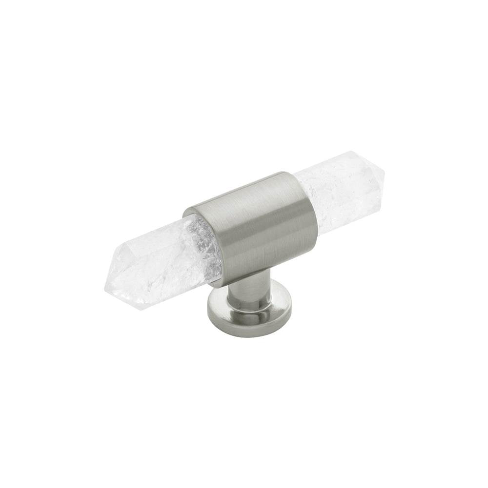 Belwith Keeler - KNOB, 2-3/4'' X 3/4'' - Satin Nickel,Natural Quartz