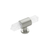 Belwith Keeler - KNOB, 2-3/4'' X 3/4'' - Satin Nickel,Natural Quartz