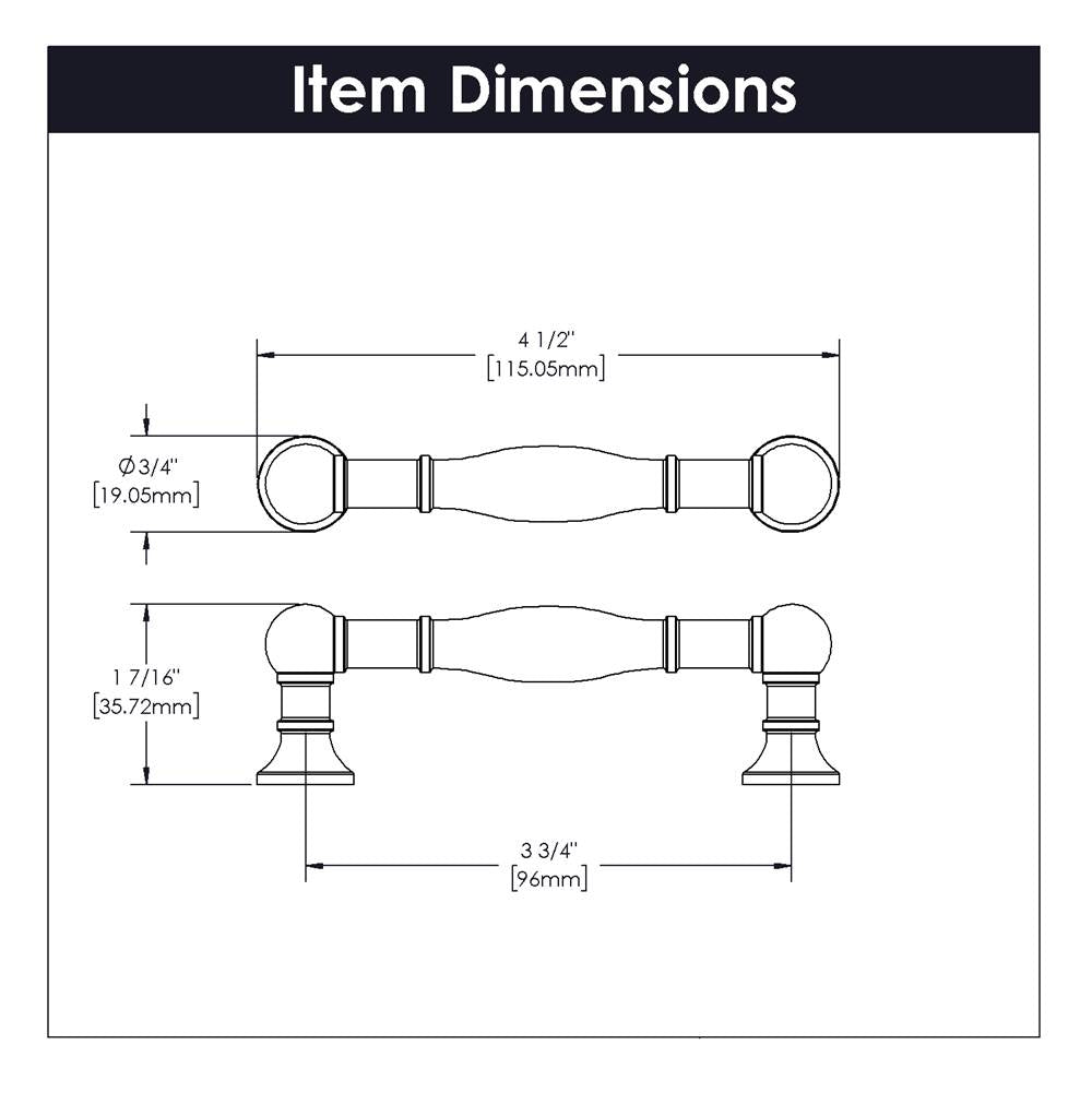 Pull 3-3/4 Inch (96mm) Center to Center
