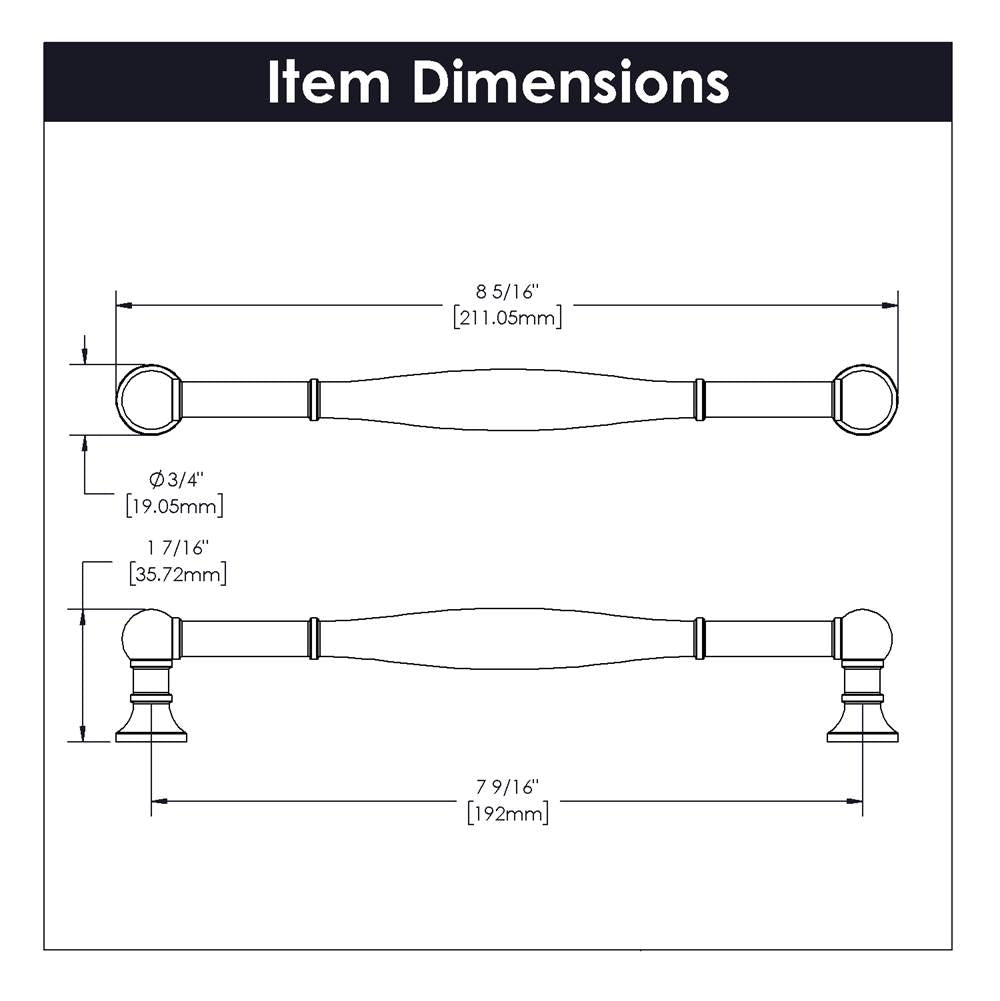 Pull 7-9/16 Inch (192mm) Center to Center